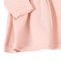 Milan Peter Pan Tulip Knit Baby Sweater Dress (Organic): Blush / 18-24M