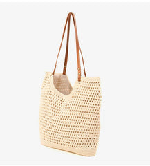 Woven Shoulder Bag: Beige