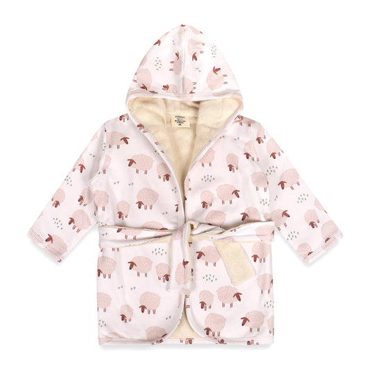 Sheep Baby Hooded Bathrobe (Organic Jersey): NATURAL / One Size (0-9M)