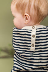 Pointelle & Navy Stripe Knit Tunic Dress & Bloomer (Organic): Natural/ Navy Combo / 0-3M