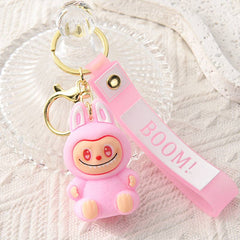 Labubu 2nd Gen Silicone Keychain – Cute Cartoon Charm: White Blue
