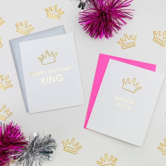 Happy Birthday King Paper Clip Letterpress Greeting Card