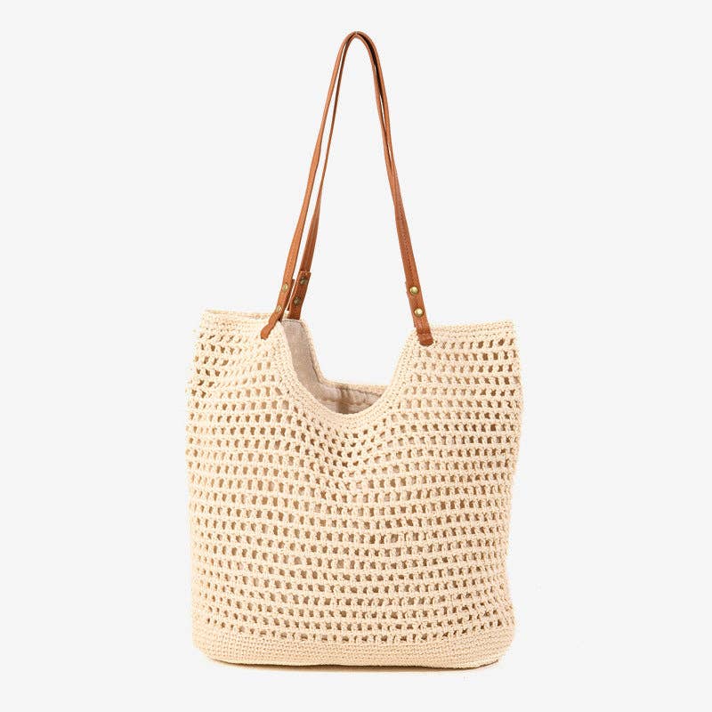 Woven Shoulder Bag: Beige