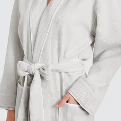 Women's Organic Waffle Weave Bath & Spa Robe (3 Colors): Pewter / S/M