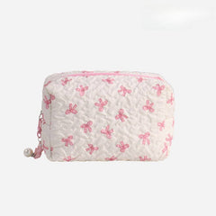 Bow Print Make Up Bag: Pink / Small