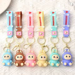 Cute Silicone Cartoon Keychain – Labubu Bag & Car Charm Gift: Pink