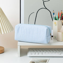 Striped Makeup Pencil Pouch: Pink