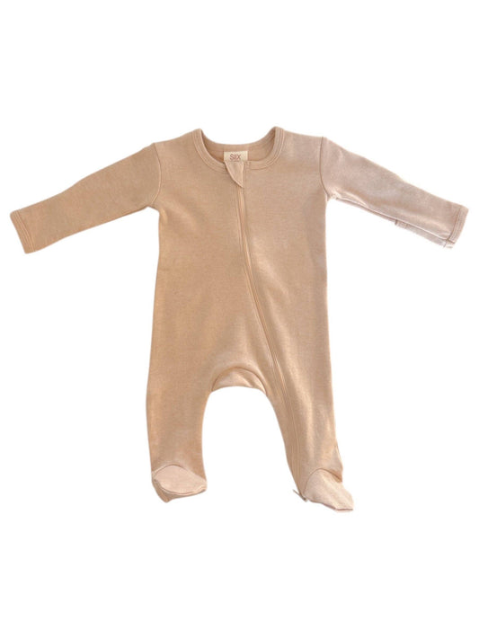 Biscuit / Organic 2-Way Zip Footie: 0 - 3 mo.