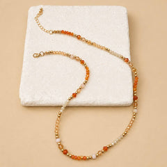 Faceted Glass Bead & Gold Accent Beaded Necklace | MULTI