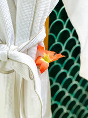 Women's Organic Waffle Weave Bath & Spa Robe (3 Colors): Pewter / S/M