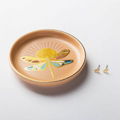 Jewelry Dish & Stud Earring Set - Dragonfly/Terracotta