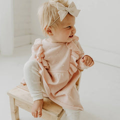 Milan Ruffle Bobble Baby Sweater Knit Dress (Organic Cotton): Blush / 3-6M