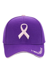 Breast Cancer Awareness Ribbon Baseball Cap: HOT PINK / ONE SIZE