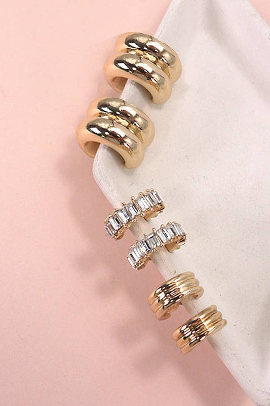 Huggie Earring Trio | Gold