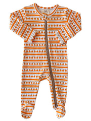Pumpkin Stripe / Organic Zip Footie: Newborn