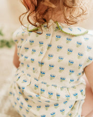 Harper Peter Pan Collar Floral Baby Flare Dress + Bloomer: Blue Floral/Natural / 2T