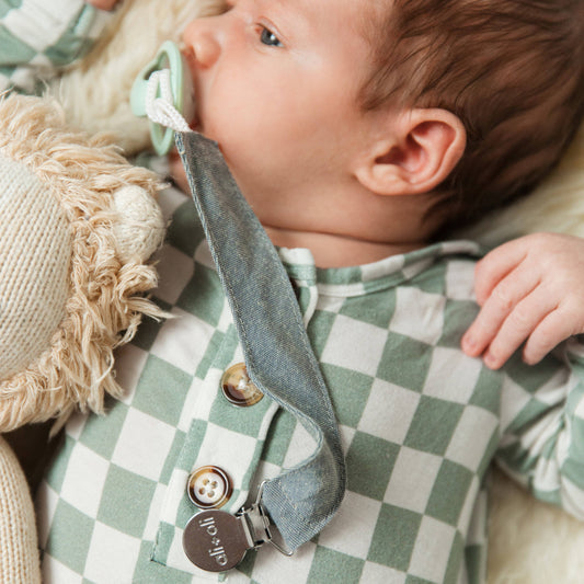 Ali+Oli Pacifier Clips Set of 3 – Linen Forest Tones