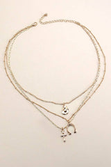 Trio Layer Necklace - Gold Horseshoe + Cross + Hat