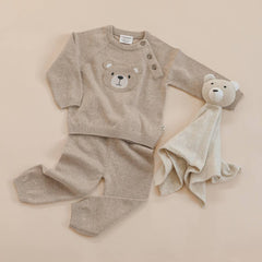 Teddy Bear Applique Baby Raglan Pullover (Organic Cotton): Oat Heather / 0-3M