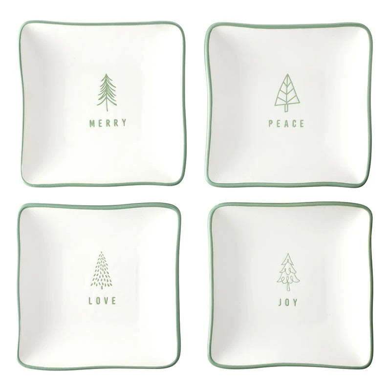 Face to Face Appetizer Plates - Joy, Peace, Love, Merry - Set of 4