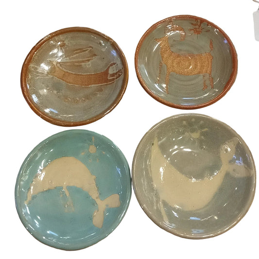 Porcelain Animal Dipping Bowls Chumash Design