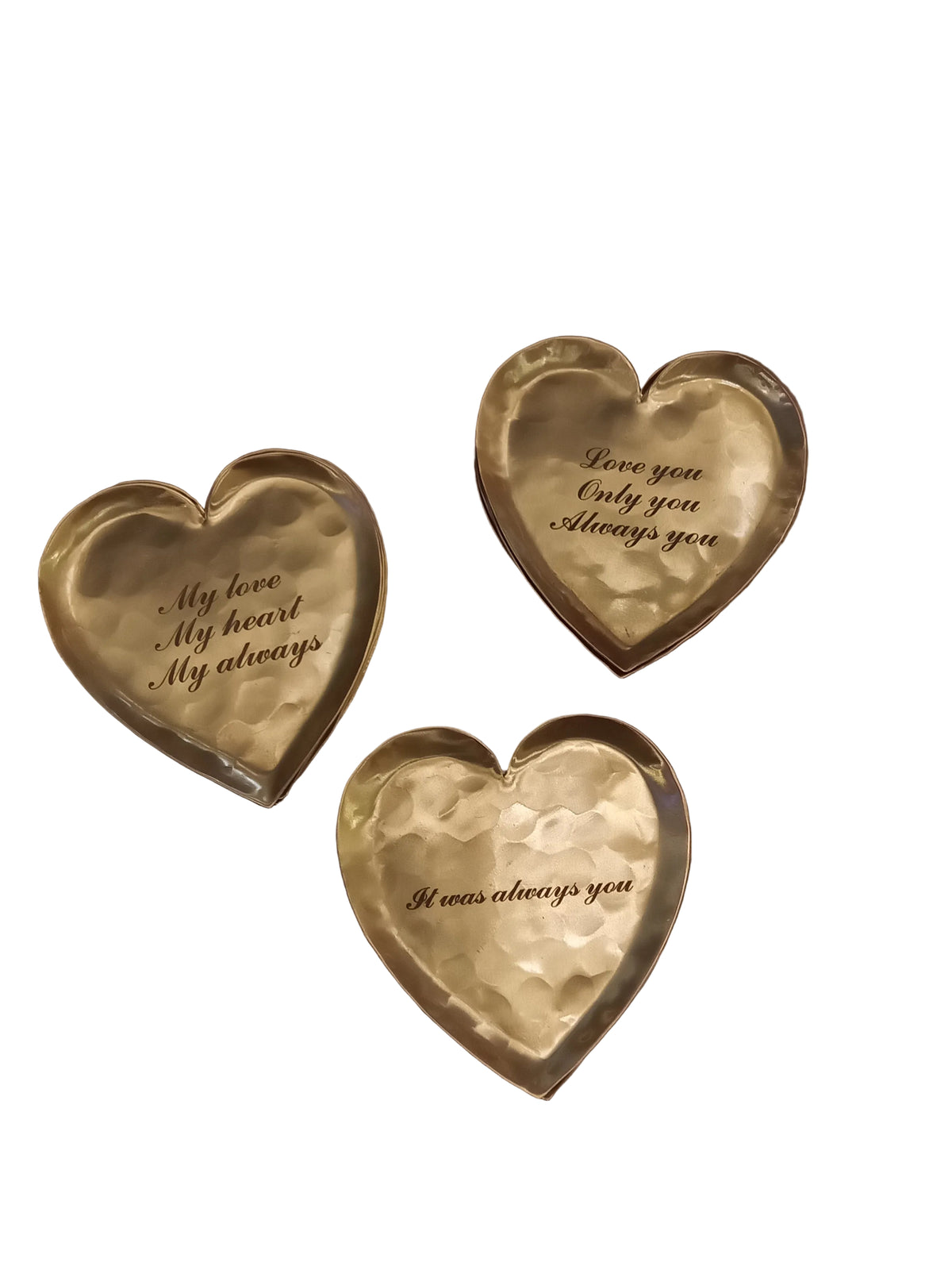 Decorative Brass Heart Shaped Dish with Saying