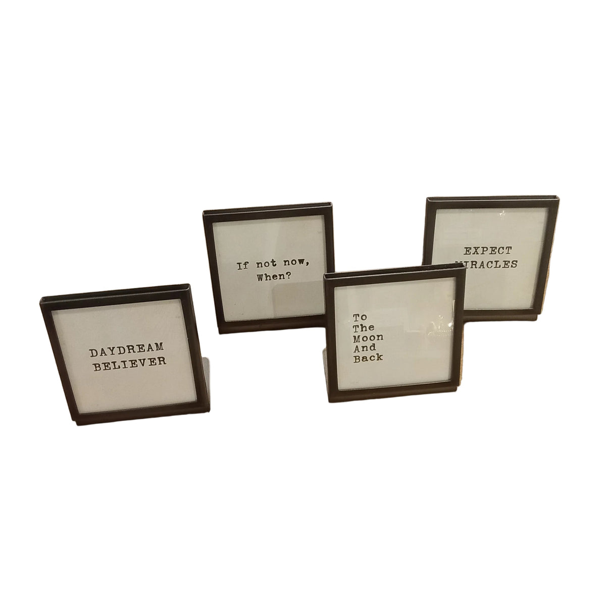 3 Inch Square Metal And Glass Frame with Saying