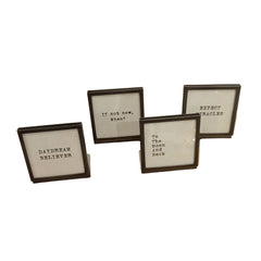 3 Inch Square Metal And Glass Frame with Saying