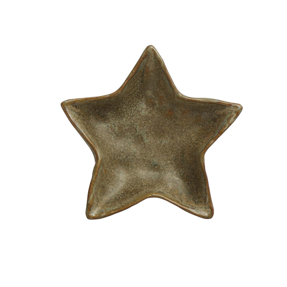 "L x 4"W Stoneware Star Shaped Plate, Reactive Glaze, Green