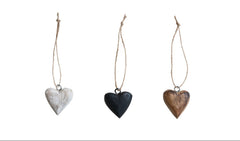Individual Mango Wood Heart Ornaments