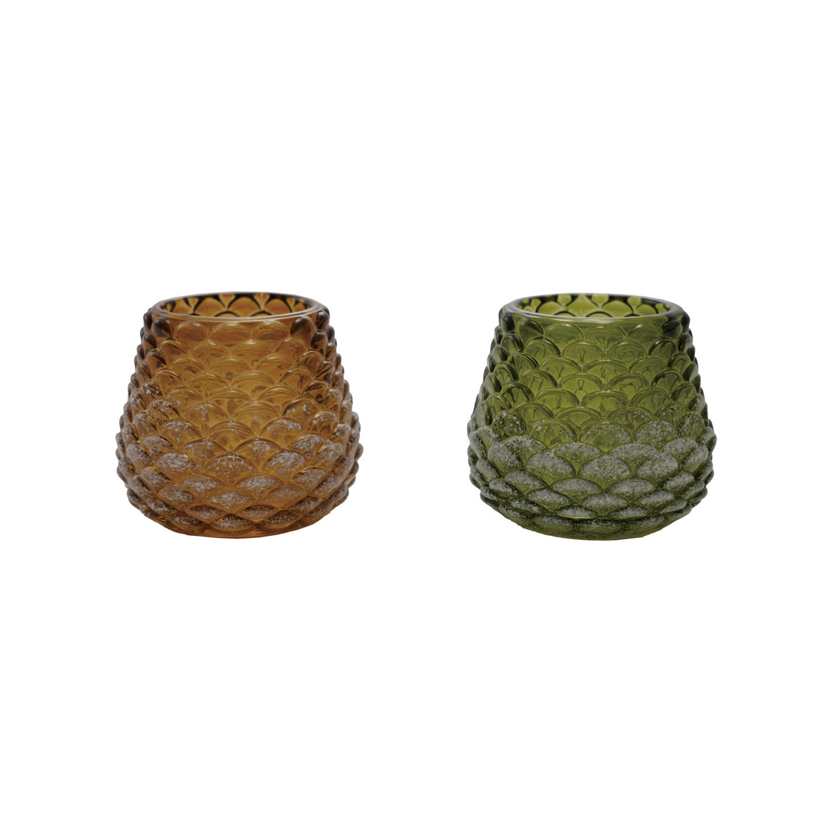 Glass Pinecone Shaped Tealight/Votive Holder, 2 Colors
