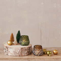 Glass Pinecone Shaped Tealight/Votive Holder, 2 Colors