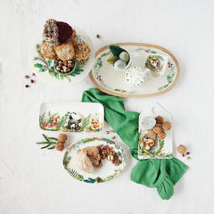 Stoneware Platter with Woodland Animals & Seasonal Botanicals