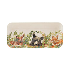 Stoneware Platter with Woodland Animals & Seasonal Botanicals