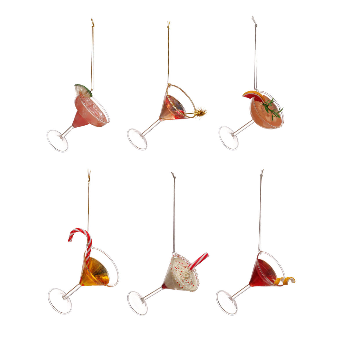 Glass Cocktail Ornament, 6 Styles